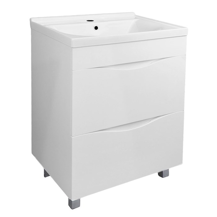 Комплект Тумба Loranto Santorini 60 610х460х810 напольная, с раковиной MONTE Neo 60, Белый Глянец (CS00105567) CS00105567