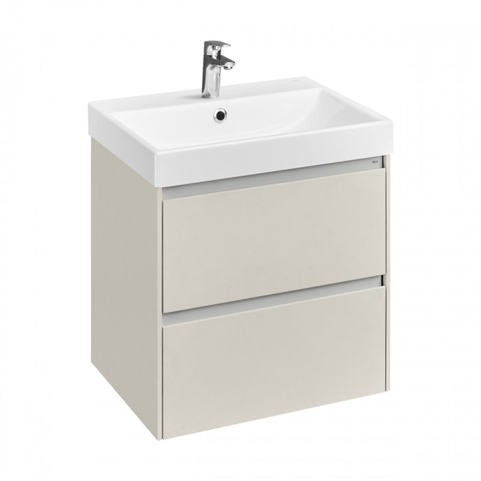 Комплект: Тумба под раковину Roca Ona Olive 600 подвесная, 2 ящика + раковина ONA 60х46, слоновая кость (Z.RU93.1.045.6) Z.RU93.1.045.6