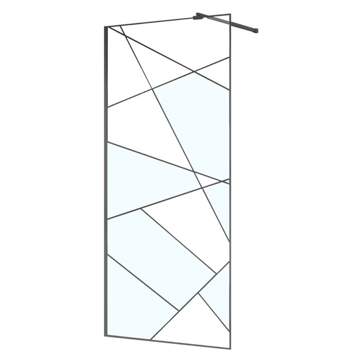 Душевая перегородка Azario Walk-in 1000x1950 в рамке, графический принт, толщина стекла 8 мм, профиль графит матовый (AZ-271-100-MGR-CGP) AZ-271-100-MGR-CGP