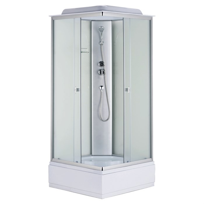 Душевая кабина Loranto 980х980х2150 белое заднее стекло, поддон 30 см, матовое стекло 4 мм, профиль хром матовый (CS-990ETM/W-100) CS-990ETM/W-100