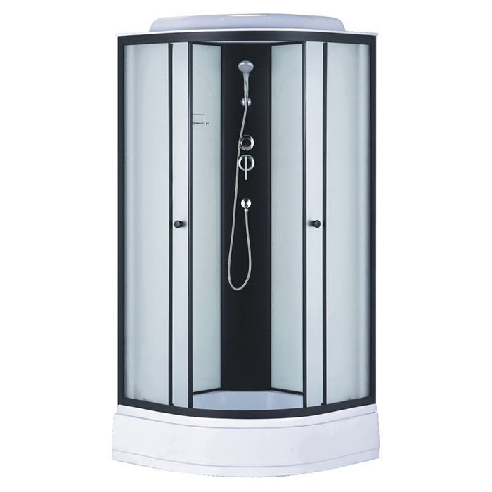 Душевая кабина Loranto 880х880х2150 белое заднее стекло, поддон 26 см, матовое стекло 4 мм, профиль черный (CS-881EC26TM/W-90) CS-881EC26TM/W-90