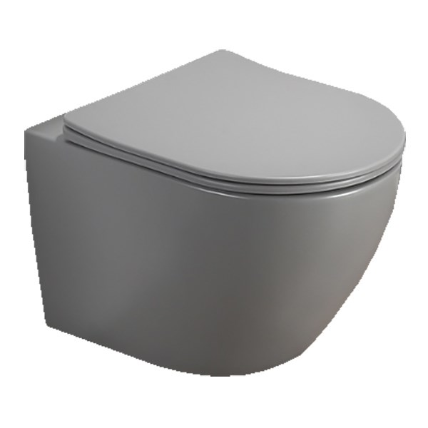 Унитаз Azario Grado подвесной безободковый (прямое сиденье) светло-серый с сидением микролифт 490*370*370 (AZ-0046 SP MH) AZ-0046 SP MH