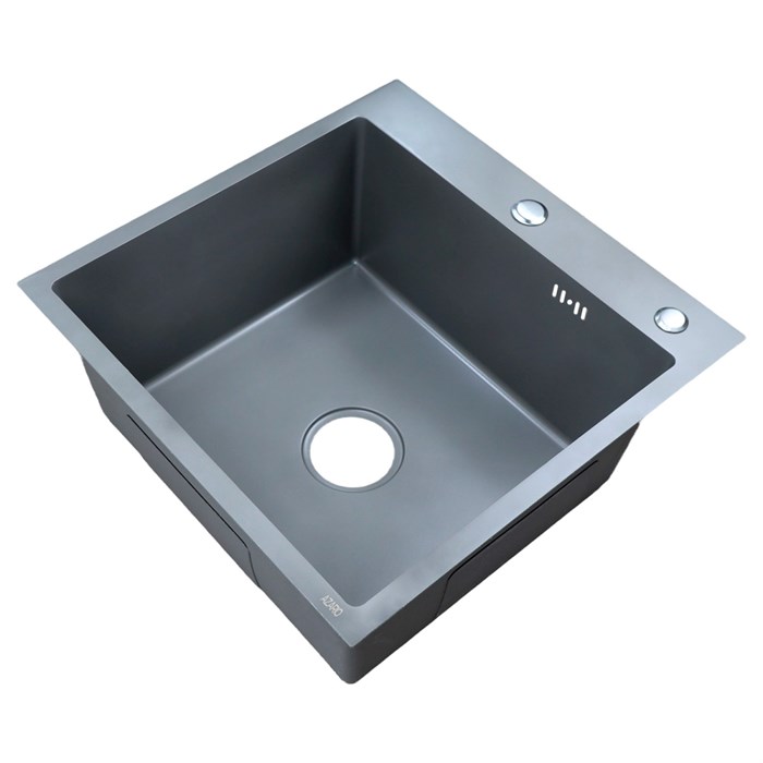 Кухонная мойка AZARIO NICOLE 500х500х220 нержавеющая сталь, в комплекте сифон, диспенсер, коландер, серая соты (AZG5050H) AZG5050H