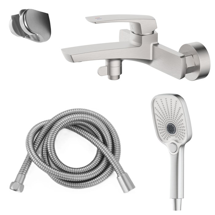 Смеситель для ванны Azario Conda с ручным душем, керамический картридж, шланг 150 см, сатин (AZ-K3011BN) AZ-K3011BN