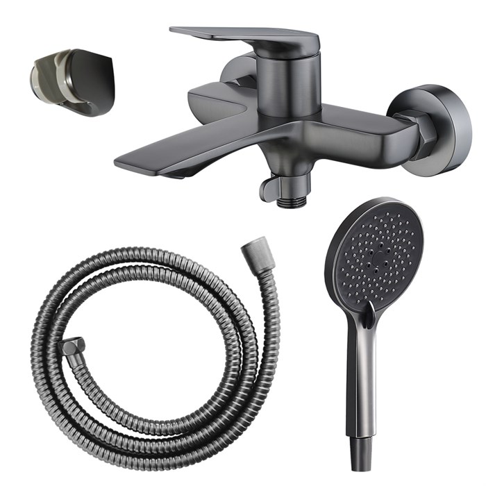 Смеситель для ванны Azario Lursy с ручным душем, керамический картридж, шланг 150 см, графит (AZ-K3049GR) AZ-K3049GR