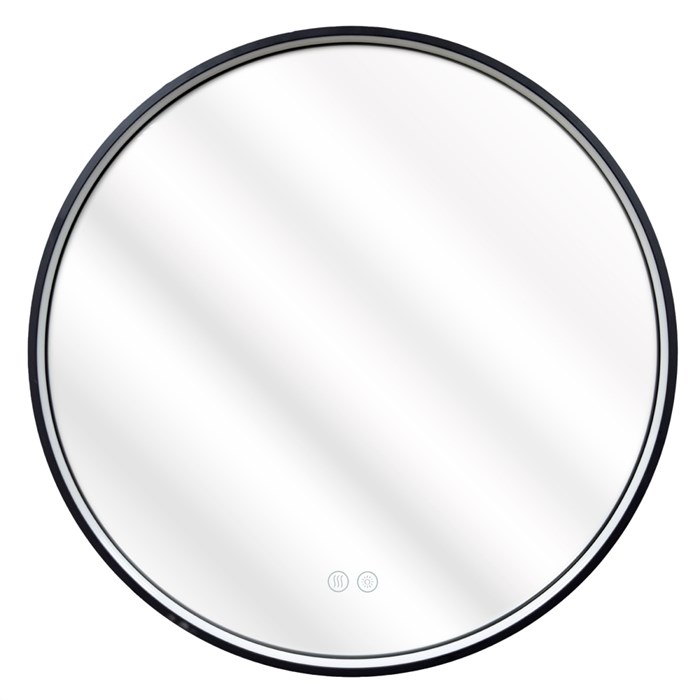 Зеркало Azario Димион D700, круглое, с подсветкой и диммером, 3 режима, сенсорный выключатель, с подогревом, черный матовый (АZ-LED010925) АZ-LED010925