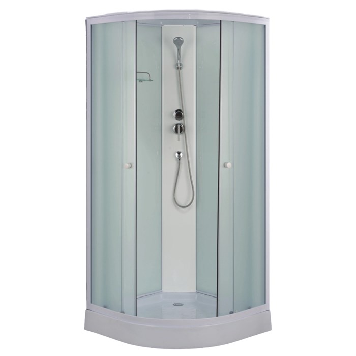 Душевая кабина Loranto 880х880х2150 белое заднее стекло, поддон 14 см, матовое стекло 4 мм, профиль белый (CS-881ED13TM/W-90) CS-881ED13TM/W-90