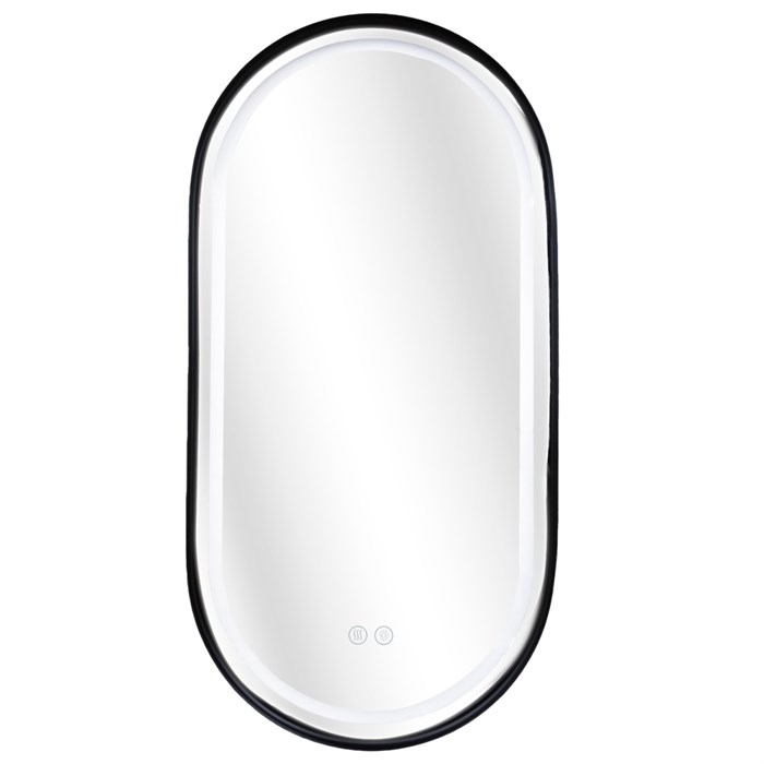 Зеркало Azario Блейк 500х1000, овальное, с подсветкой и диммером, 3 режима, сенсорный выключатель, с подогревом, черный матовый (АZ-LED011125) АZ-LED011125
