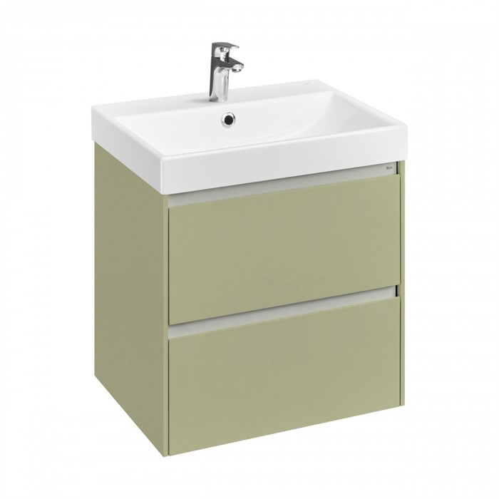 Комплект: Тумба под раковину Roca Ona Olive 600 подвесная, 2 ящика + раковина ONA 60х46, оливковый матовый (Z.RU93.1.045.5) Z.RU93.1.045.5