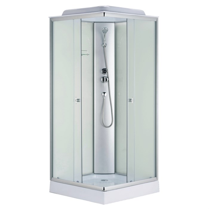 Душевая кабина Loranto 880х880х2150 белое заднее стекло, поддон 14 см, матовое стекло 4 мм, профиль хром матовый (CS-992EATM/W-90) CS-992EATM/W-90