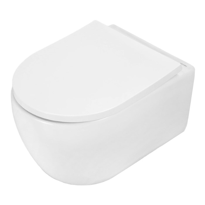 Унитаз подвесной Azario Rime 490х360х360 безободковый, система смыва "Скрытое Торнадо", в комплекте с быстросъемным сиденьем "Микролифт" (AZ-1683WHD) AZ-1683WHD