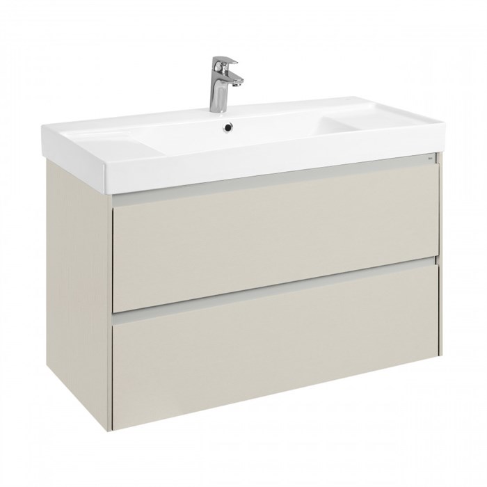 Комплект: Тумба под раковину Roca Ona Olive 1000 подвесная, 2 ящика + раковина ONA 100х46, слоновая кость (Z.RU93.1.046.0) Z.RU93.1.046.0