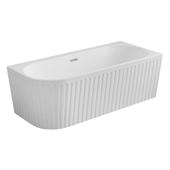 Ванна акриловая Azario LAGO GARDA 1700х750х580 пристенная, рифленая, правосторонняя,  в комплекте с сифоном и металлической рамой (AZ-6724-A2 R 17075) AZ-6724-A2 R 17075