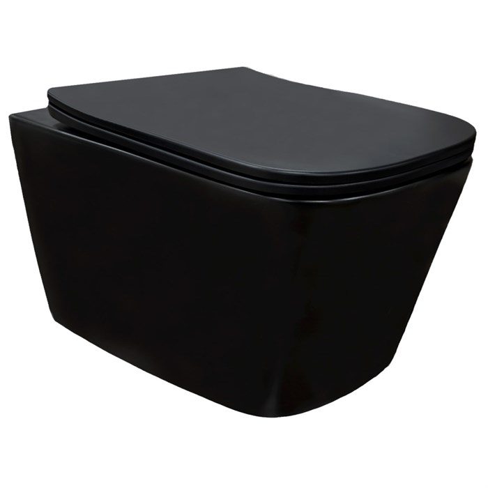 Унитаз подвесной Azario Cascad-Black 360х520х365 безободковый, система смыва "скрытое Торнадо", с быстросъемным сиденьем "Микролифт", черный матовый (AZ-2303A-MB) AZ-2303A-MB