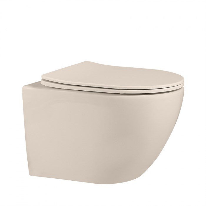 Унитаз ABBER Bequem AC1101MBE подвесной светло-бежевый матовый, безободковый AC1101MBE