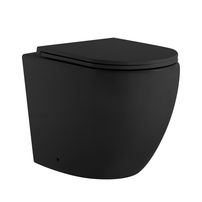 Унитаз ABBER Bequem AC1111TMB приставной черный матовый, безободковый, смыв торнадо AC1111TMB