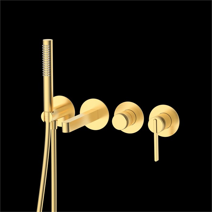 Смеситель для ванны настенный 4 отверстия DQ Bonn мат.золото (DA1704807) DA1704807