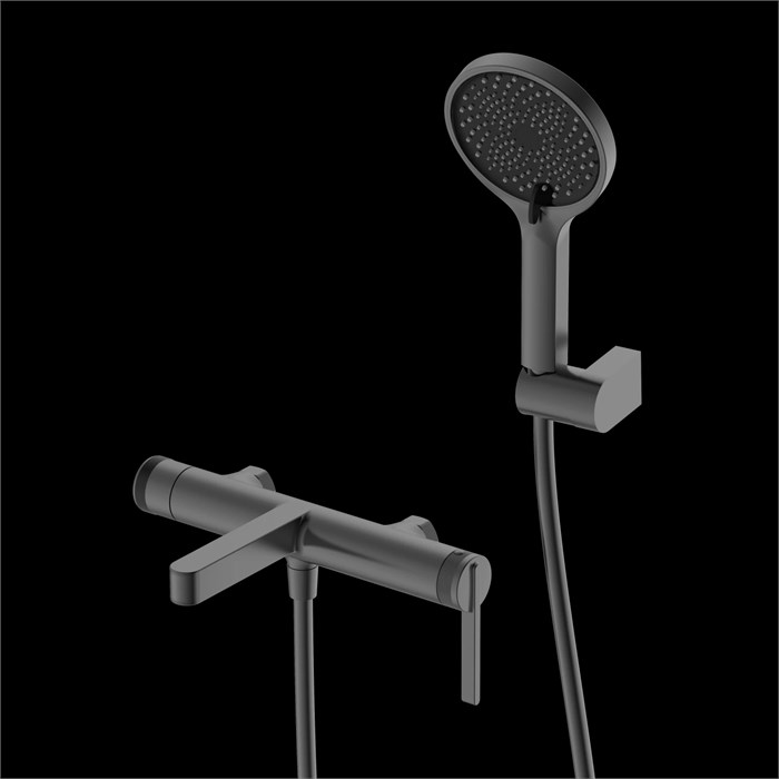 Смеситель для ванны с душем DQ Bonn короткий излив графит (DA1703206) DA1703206