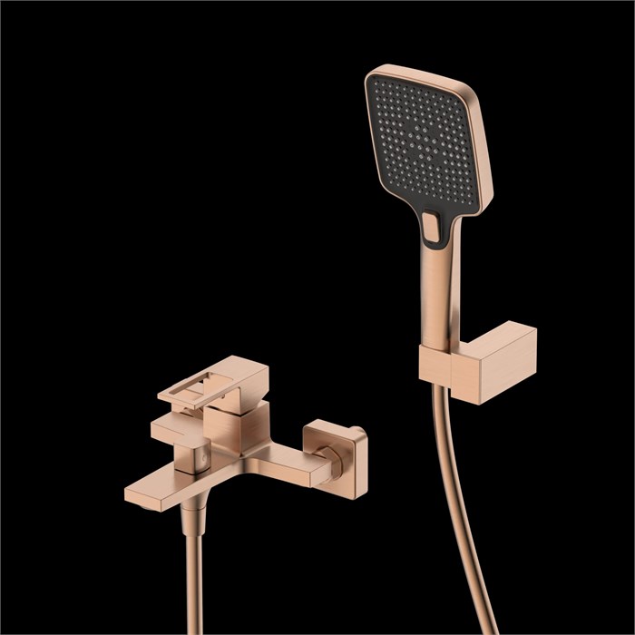 Смеситель для ванны с душем DQ Dortmund короткий излив браш.роз.золото (DA1713233) DA1713233