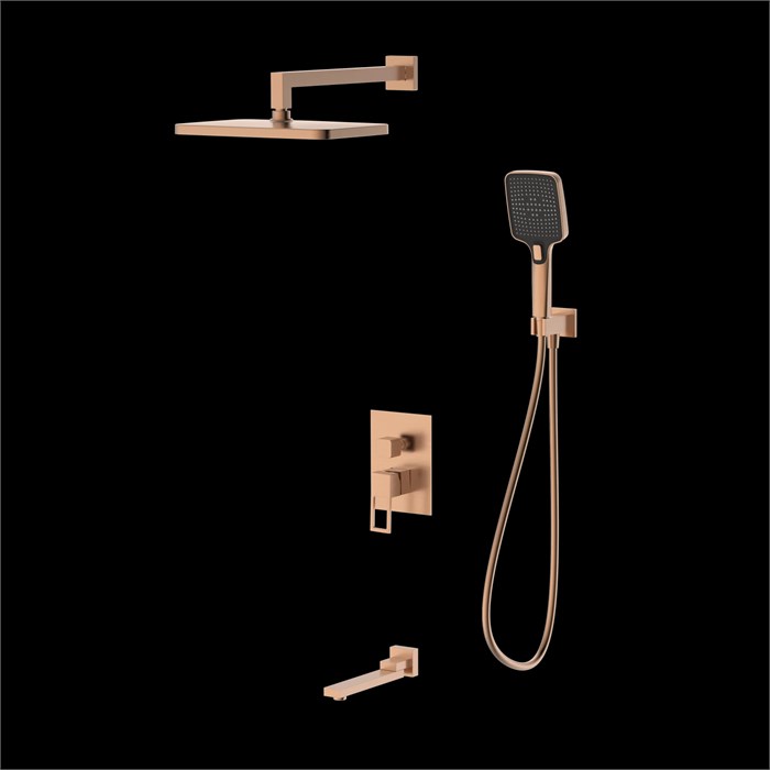 Душевая система для ванны и душа DQ Dortmund встраиваемая с изливом браш.роз.золото (DA1715633) DA1715633