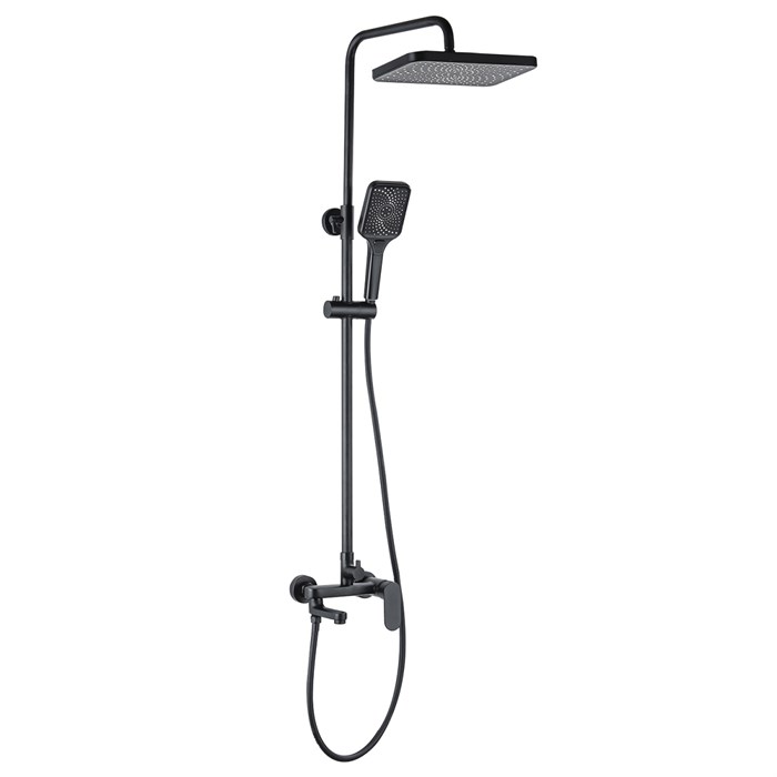 Душевая колонна Azario ARIZONA со смесителем для ванны, с поворотным изливом, прямоугольная, черный (AZ-20BS) AZ-20BS