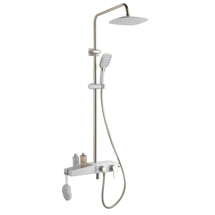 Душевая система  AZARIO с поворотным изливом, керамический картридж, белый/золото (AZ-801-1) AZ-801-1