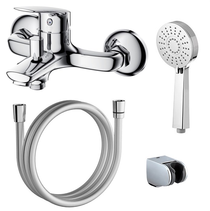 Смеситель для ванны AZARIO EVORA с ручным душем, керамический картридж, хром (AZ-WKE238043C) AZ-WKE238043C