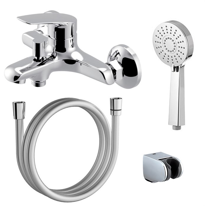 Смеситель для ванны AZARIO TAVIRA с ручным душем, керамический картридж, хром (AZ-WKE238040C) AZ-WKE238040C