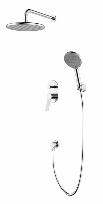 Смеситель для душа Azario VISE с верхним и ручным душем, скрытый монтаж, керамический картридж, хром (AZ-VSA248330C+82KC) AZ-VSA248330C+82KC