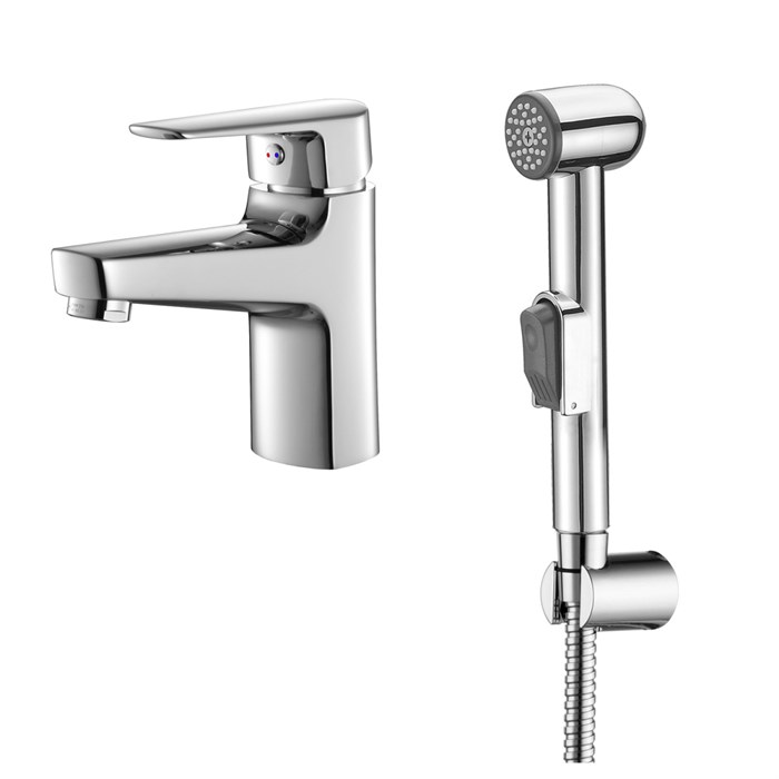 Смеситель для раковины с гигиеническим душем Azario керамический картридж, хром (AZ-HU245911) AZ-HU245911