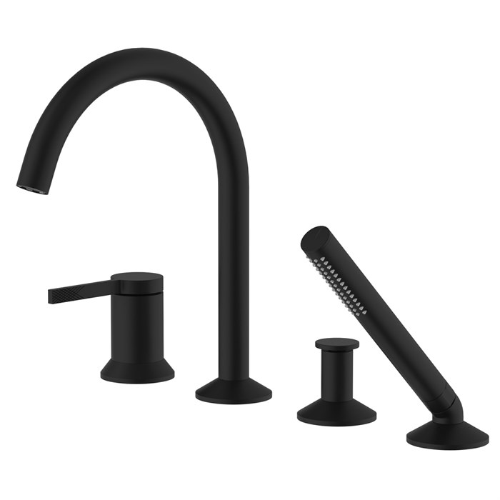 Смеситель на борт ванны Azario FLAME каскадный, на 4 отверстия, черный матовый (AZ-VPC258320PA) AZ-VPC258320PA