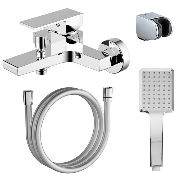 Смеситель для ванны и душа Azario EDDIE с ручным душем, керамический картридж, хром (AZ-WQY238207C) AZ-WQY238207C