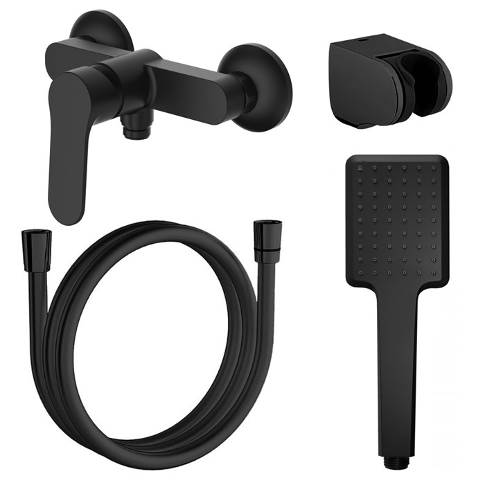 Смеситель для душа Azario ELVIS с ручным душем, керамический картридж, черный матовый (AZ-WWK338155PA) AZ-WWK338155PA