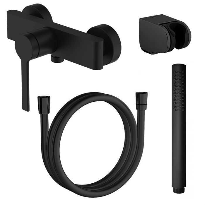 Смеситель для душа Azario VINCENTE с ручным душем, керамический картридж, без излива, черный матовый (AZ-VRZ338326PA) AZ-VRZ338326PA
