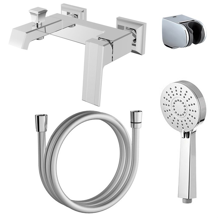 Смеситель для ванны и душа Azario EXQUISITE с ручным душем, керамический картридж, хром (AZ-VSN238340C) AZ-VSN238340C