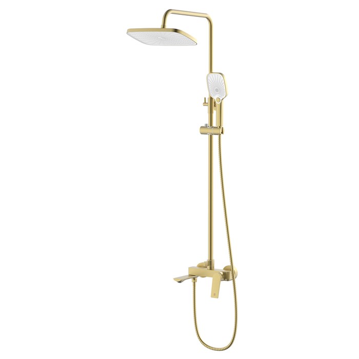 Душевая система Azario Lursy с квадратным тропическим душем, керамический картридж, шланг 150 см, золото матовое (AZ-K2349MG) AZ-K2349MG