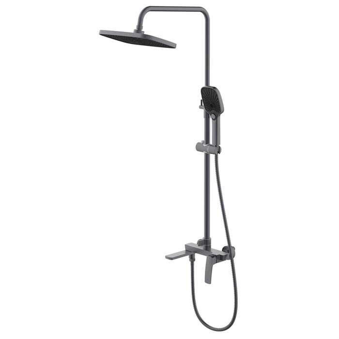 Душевая система Azario Conda с квадратным тропическим душем, керамический картридж, шланг 150 см, графит (AZ-K2411GR) AZ-K2411GR