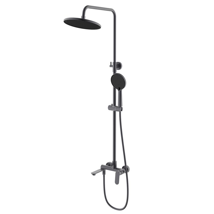 Душевая система Azario Alanti с круглым тропическим душем, керамический картридж, шланг 150 см, графит (AZ-K2332GR) AZ-K2332GR