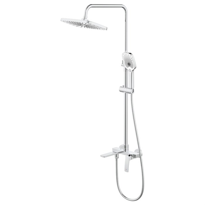 Душевая система Azario Conda с квадратным тропическим душем, керамический картридж, шланг 150 см, хром (AZ-K2411) AZ-K2411