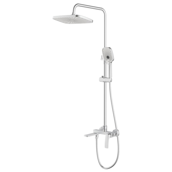 Душевая система Azario Conda с квадратным тропическим душем, керамический картридж, шланг 150 см, сатин (AZ-K2411BN) AZ-K2411BN