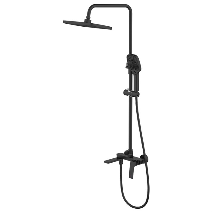 Душевая система Azario Conda с квадратным тропическим душем, керамический картридж, шланг 150 см, черный матовый (AZ-K2411B) AZ-K2411B