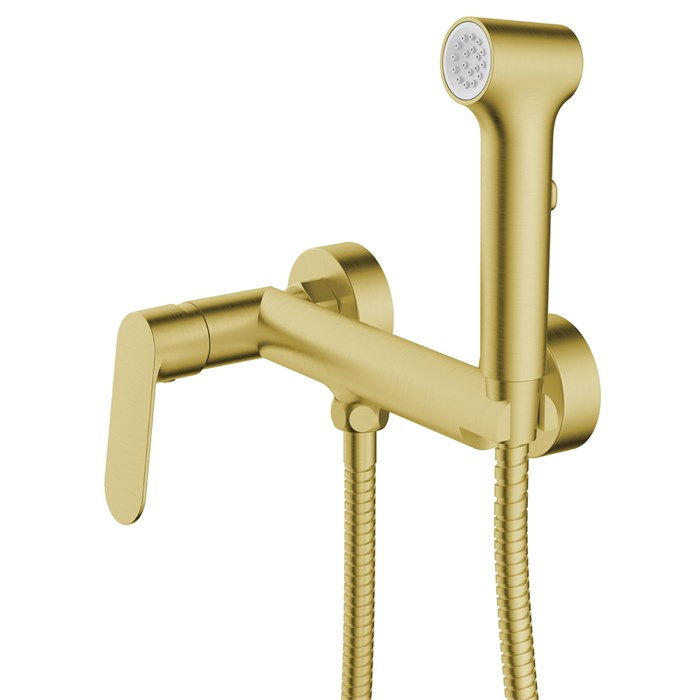 Гигиенический душ Azario Alanti со смесителем, керамический картридж, однорычажный, шланг 150 см, золото матовое (AZ-K2532MG) AZ-K2532MG