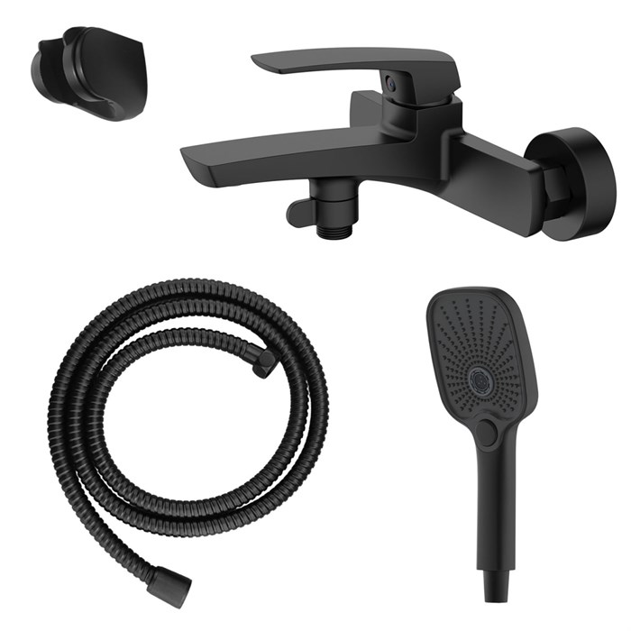Смеситель для ванны Azario Conda с ручным душем, керамический картридж, шланг 150 см, черный матовый (AZ-K3011B) AZ-K3011B