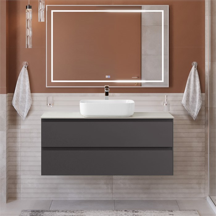 Тумба со столешницей подвесная BelBagno KRAFT 120 Темно-Серый Матовый, столешница KEP-120-CEM 518459458