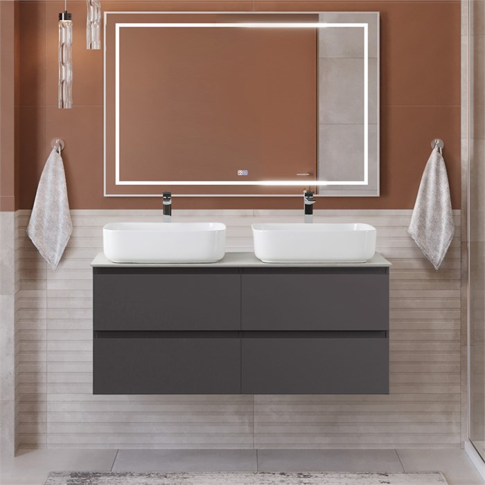 Тумба с четырьмя ящиками и столешницей подвесная BelBagno KRAFT 120 Темно-Серый Матовый, столешница KEP-120-2-CEM 400750496