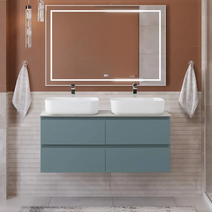 Тумба с четырьмя ящиками и столешницей подвесная BelBagno KRAFT 120 Голубой Матовый, столешница KEP-120-2-CEM 3161359