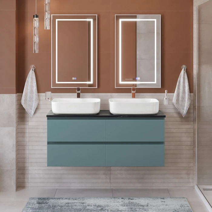Тумба с четырьмя ящиками и столешницей подвесная BelBagno KRAFT 120 Голубой Матовый, столешница KEP-120-2-MNO 206237