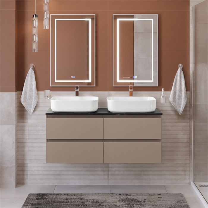 Тумба с четырьмя ящиками и столешницей подвесная BelBagno KRAFT 120 Бежевый матовый, столешница KEP-120-2-MNO 206236