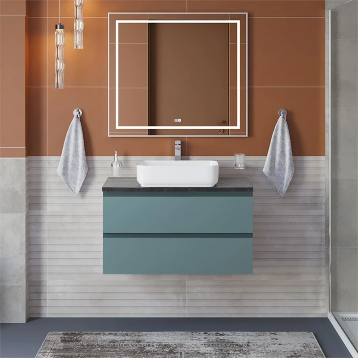 Тумба со столешницей подвесная BelBagno KRAFT 80 Голубой Матовый, столешница KEP-80-MNO 204903