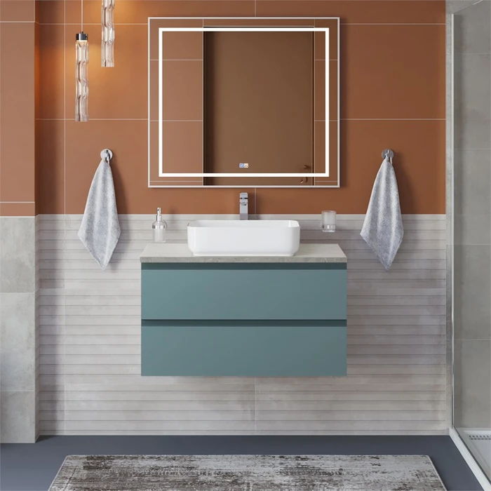 Тумба со столешницей подвесная BelBagno KRAFT 80 Голубой Матовый, столешница KEP-80-MGL 204901